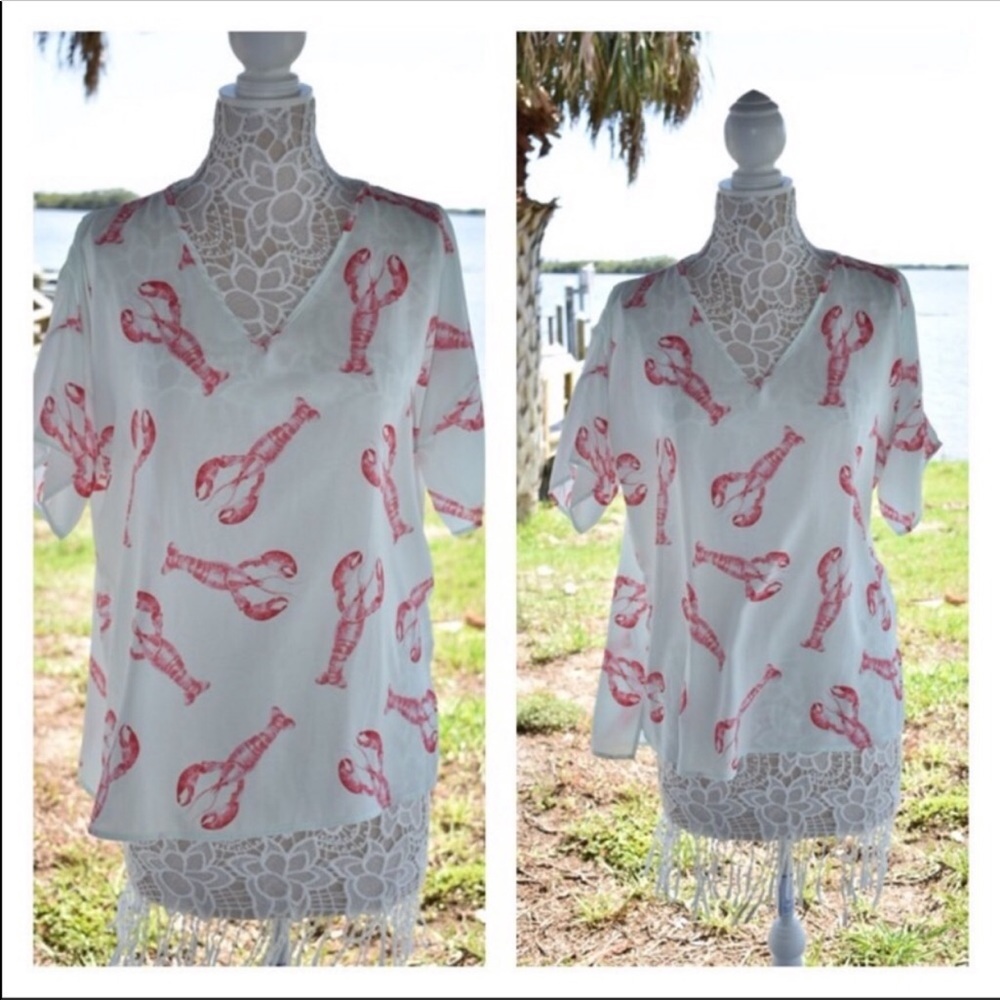 4 Pack: White with Red Lobster Top